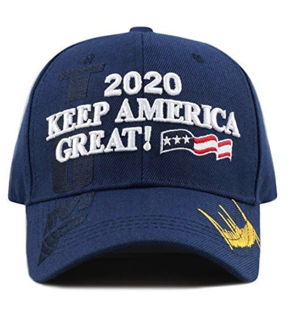 Keep America Great Hat Baseball Cap, Navy Blue with Flag | Trump